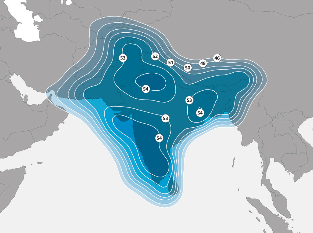 SES 7 South Asia Kapsama Alanı